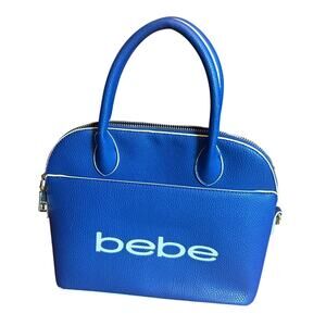 bebe Royal Blue Pebbled Faux Leather Satchel Top-Handle Handbag